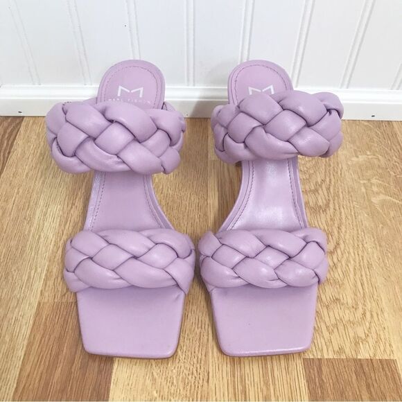 MARC FISHER Hammy Purple Braided Leather Heeled Slide Sandal Square Toe Size 6.5 - Picture 4 of 12